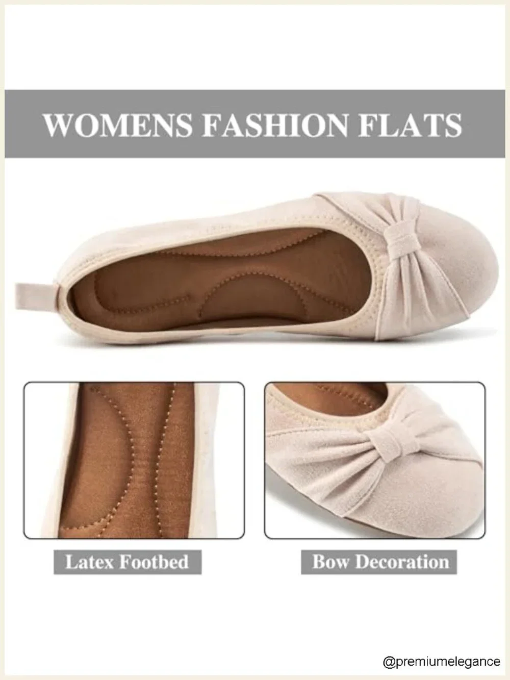 Lightweight Foldable Ballet Flats with Memory Foam Cushioning - Slip-On Work